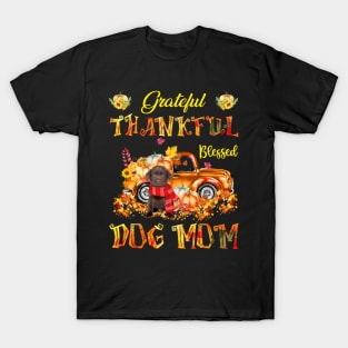 Chocolate Labrador Pumpkin Thankful Grateful Blessed Dog Mom T-Shirt